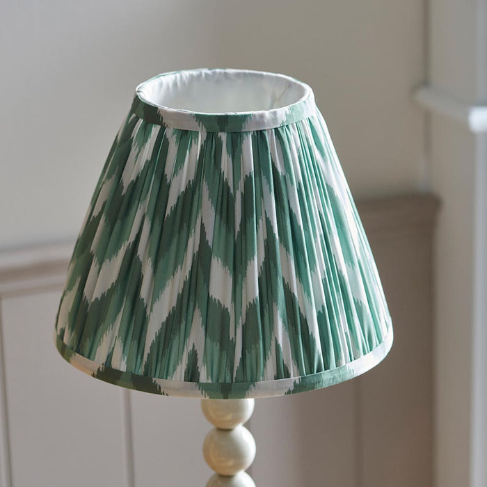 Higgledy And Zigzag 25cm Cotswold Green Shade Table Lamp With Gloss Almond White Base