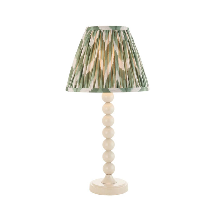 Higgledy And Zigzag 25cm Cotswold Green Shade Table Lamp With Gloss Almond White Base