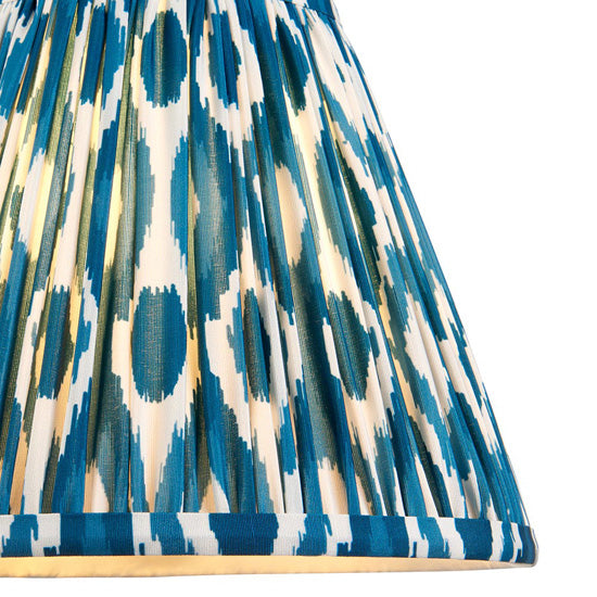 Higgledy And Ikat 25cm Marlin Blue Shade Table Lamp With High Gloss Almond White Base