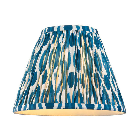 Higgledy And Ikat 25cm Marlin Blue Shade Table Lamp With High Gloss Almond White Base