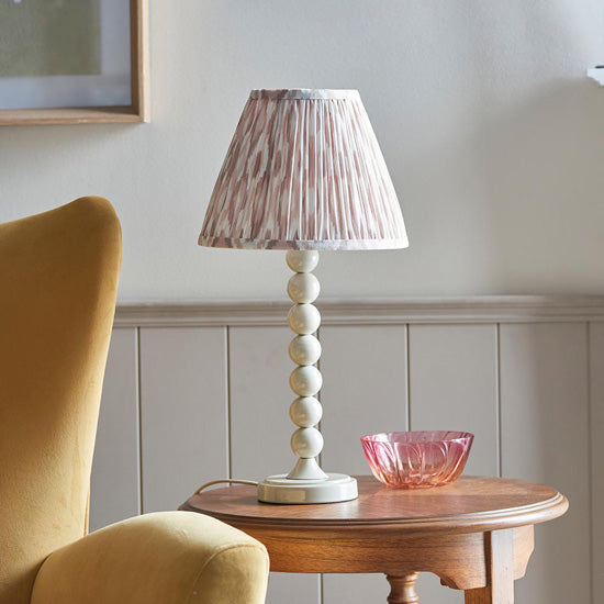 Higgledy And Ikat 25cm Neutral Shade Table Lamp With High Gloss Almond White Base