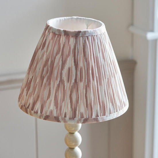 Higgledy And Ikat 25cm Neutral Shade Table Lamp With High Gloss Almond White Base