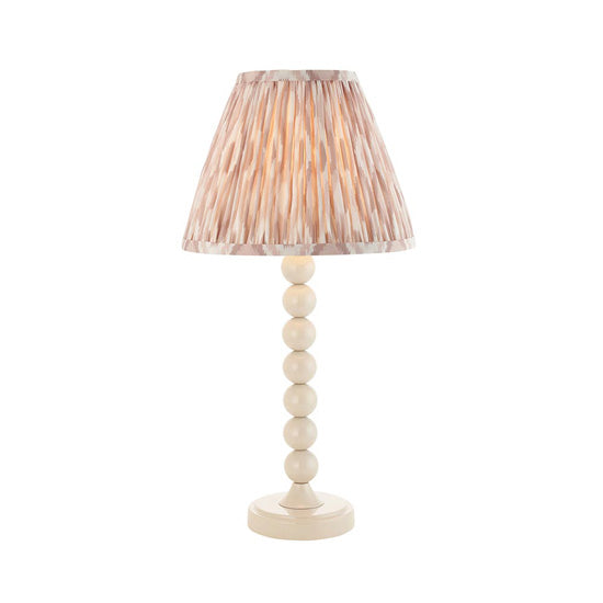 Higgledy And Ikat 25cm Neutral Shade Table Lamp With High Gloss Almond White Base