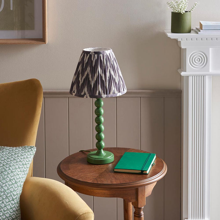 Higgledy And Zigzag 25cm Pearl Grey Shade Table Lamp With Gloss Cotswold Green Base