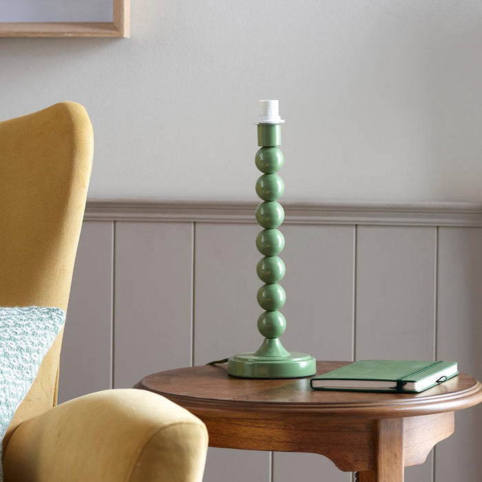 Higgledy And Zigzag 25cm Pearl Grey Shade Table Lamp With Gloss Cotswold Green Base