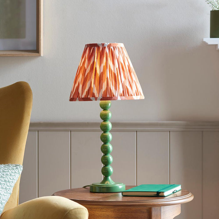 Higgledy And Zigzag 25cm Apricot Orange Shade Table Lamp With Gloss Cotswold Green Base