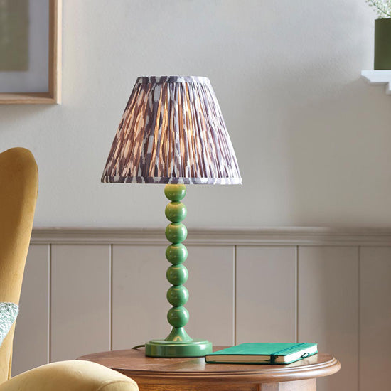 Higgledy And Ikat 25cm Pearl Grey Shade Table Lamp With High Gloss Cotswold Green Base