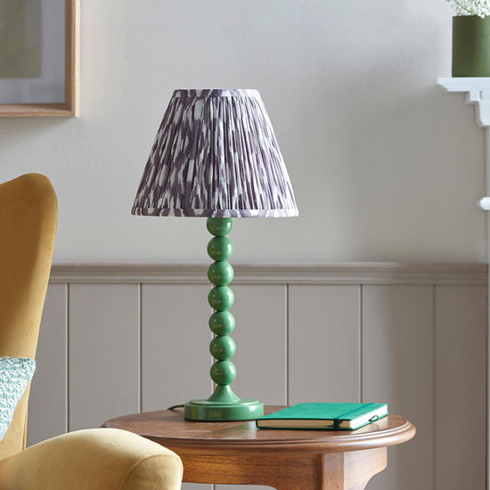 Higgledy And Ikat 25cm Pearl Grey Shade Table Lamp With High Gloss Cotswold Green Base