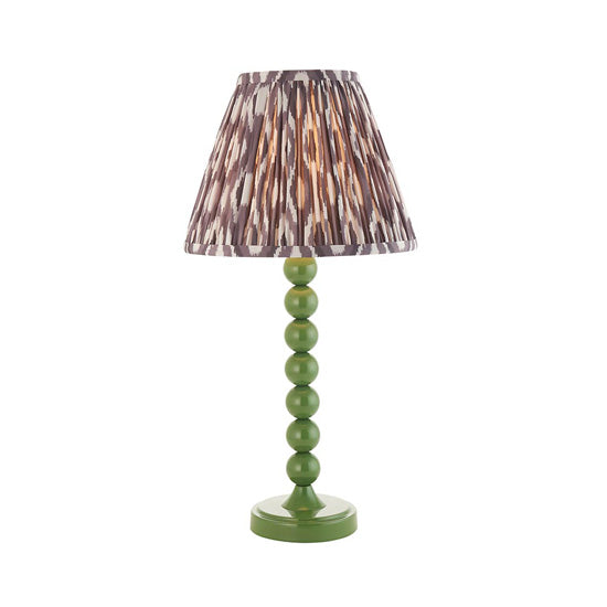 Higgledy And Ikat 25cm Pearl Grey Shade Table Lamp With High Gloss Cotswold Green Base