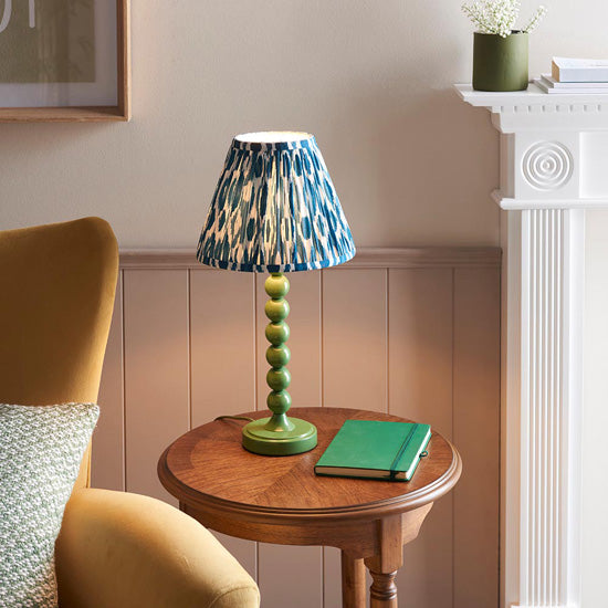 Higgledy And Ikat 25cm Marlin Blue Shade Table Lamp With High Gloss Cotswold Green Base