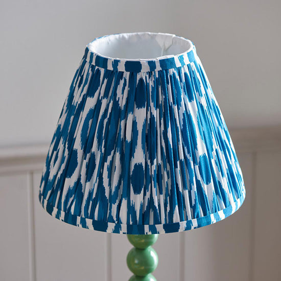 Higgledy And Ikat 25cm Marlin Blue Shade Table Lamp With High Gloss Cotswold Green Base