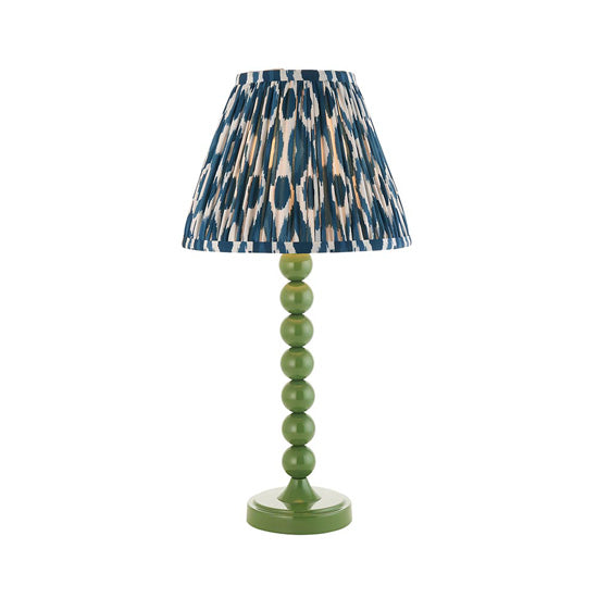 Higgledy And Ikat 25cm Marlin Blue Shade Table Lamp With High Gloss Cotswold Green Base