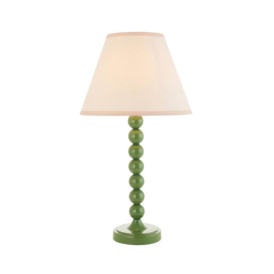 Higgledy And Ivy 25cm Vintage White Shade Table Lamp With High Gloss Cotswold Green Base