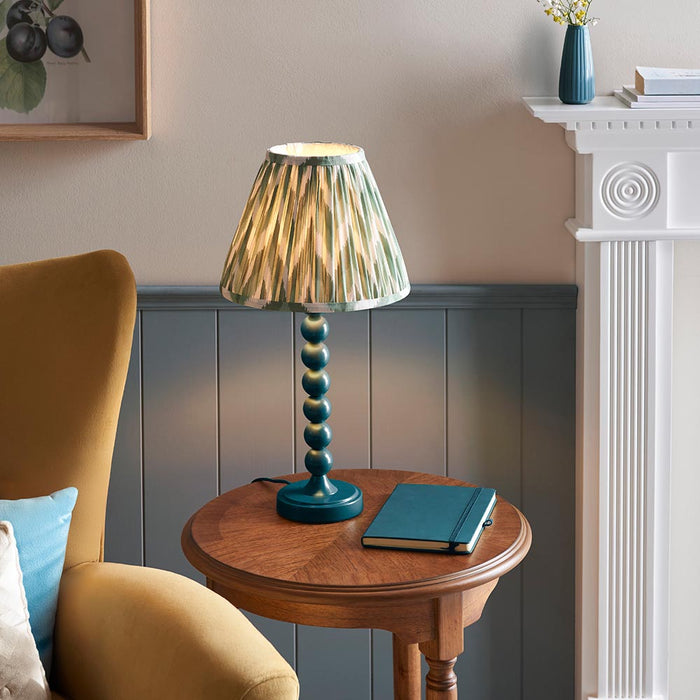 Higgledy And Zigzag 25cm Cotswold Green Shade Table Lamp With Gloss Marlin Blue Base