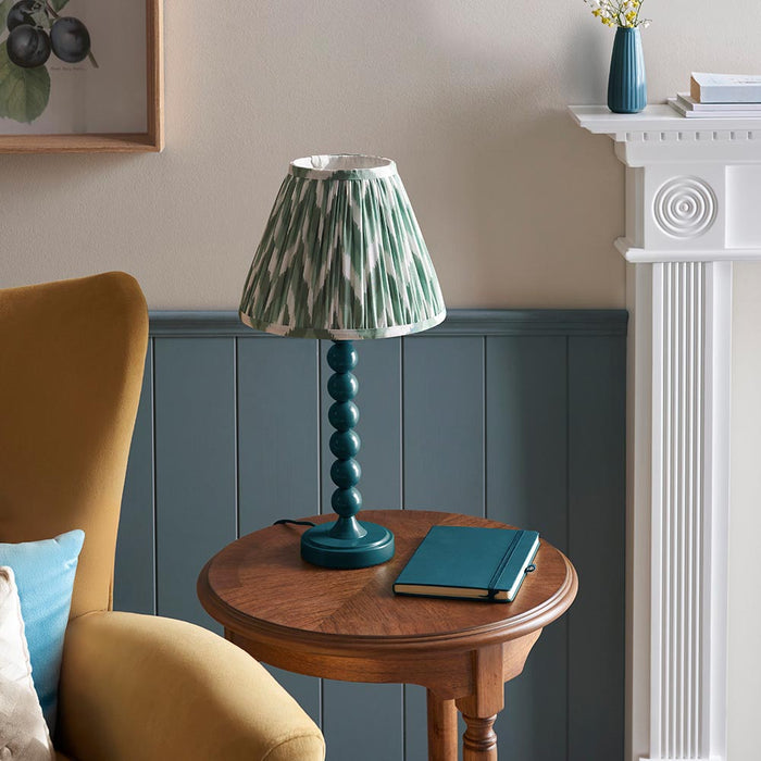 Higgledy And Zigzag 25cm Cotswold Green Shade Table Lamp With Gloss Marlin Blue Base