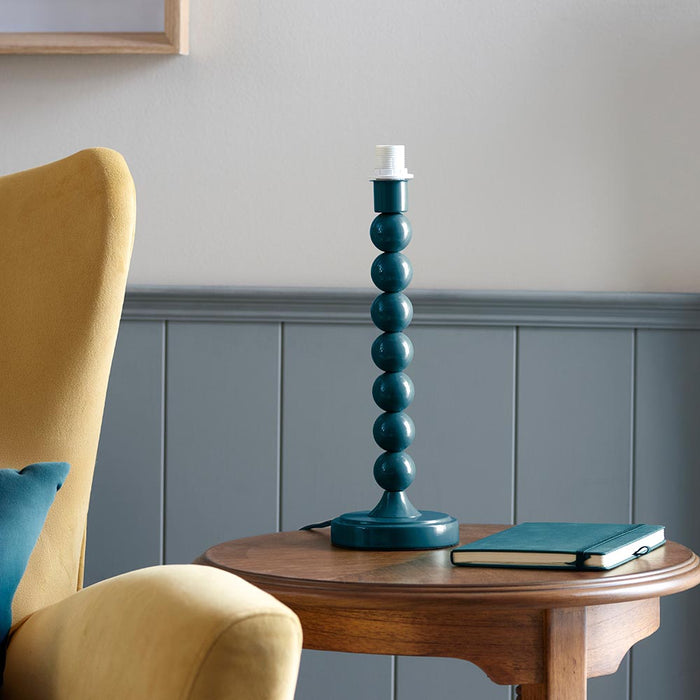 Higgledy And Zigzag 25cm Cotswold Green Shade Table Lamp With Gloss Marlin Blue Base