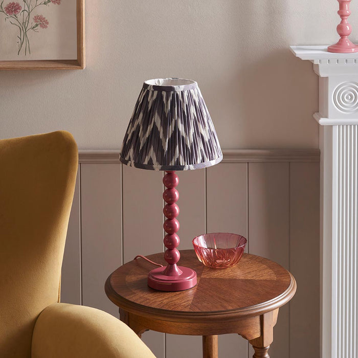 Higgledy And Zigzag 25cm Pearl Grey Shade Table Lamp With Gloss Pink Clay Base