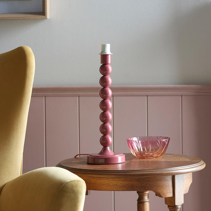 Higgledy And Zigzag 25cm Pearl Grey Shade Table Lamp With Gloss Pink Clay Base