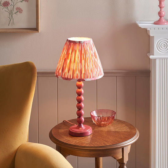 Higgledy And Ikat 25cm Coral Pink Shade Table Lamp With High Gloss Pink Clay Base