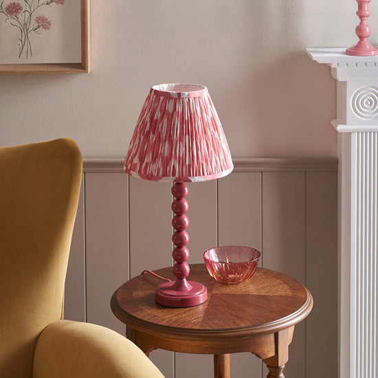 Higgledy And Ikat 25cm Coral Pink Shade Table Lamp With High Gloss Pink Clay Base