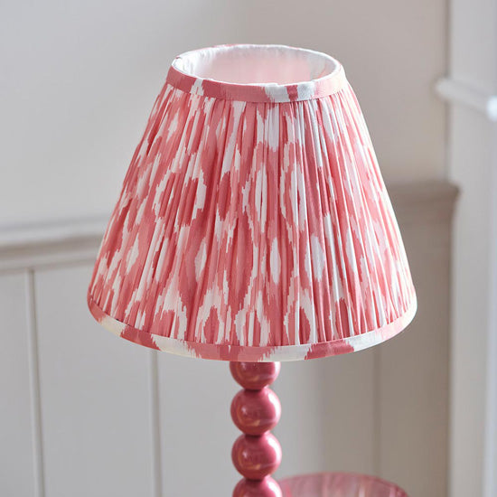 Higgledy And Ikat 25cm Coral Pink Shade Table Lamp With High Gloss Pink Clay Base