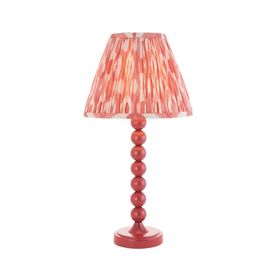 Higgledy And Ikat 25cm Coral Pink Shade Table Lamp With High Gloss Pink Clay Base