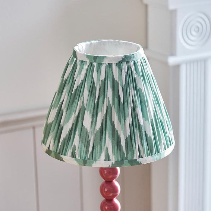 Higgledy And Zigzag 25cm Cotswold Green Shade Table Lamp With Gloss Pink Clay Base