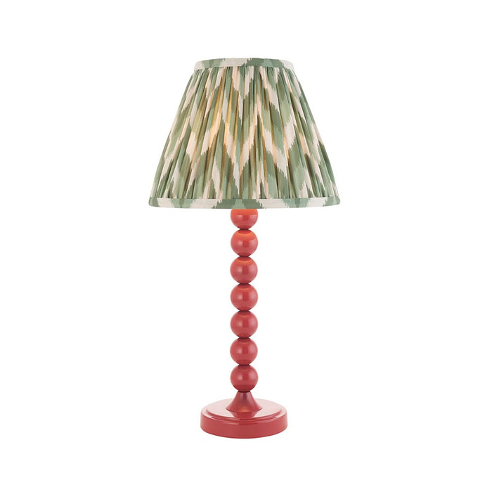 Higgledy And Zigzag 25cm Cotswold Green Shade Table Lamp With Gloss Pink Clay Base