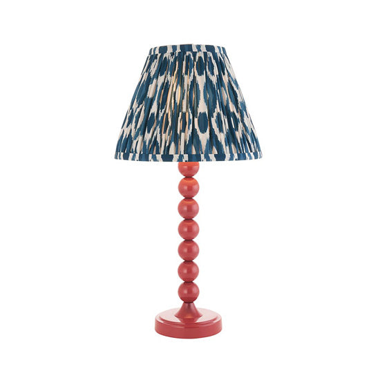 Higgledy And Ikat 25cm Marlin Blue Shade Table Lamp With High Gloss Pink Clay Base