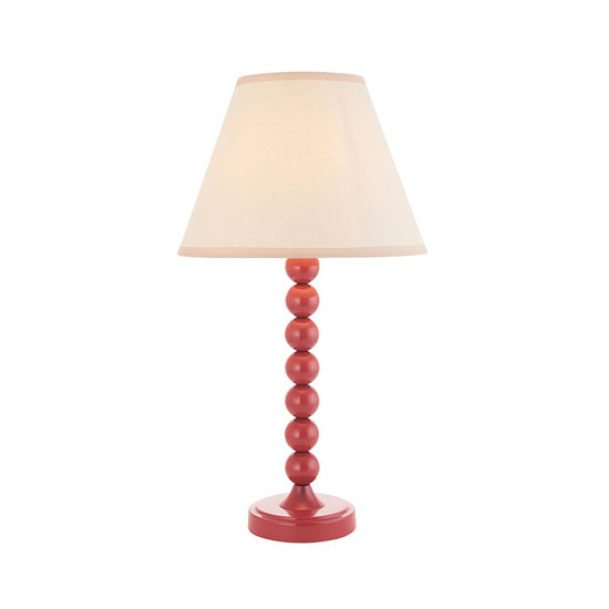 Higgledy And Ivy 25cm Vintage White Shade Table Lamp With High Gloss Pink Clay Base