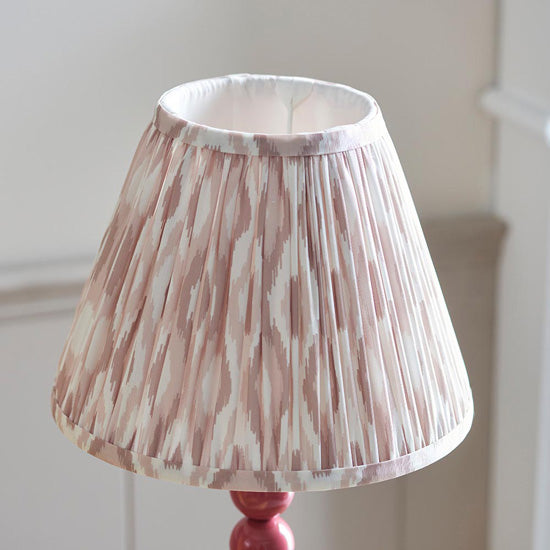 Higgledy And Ikat 25cm Neutral Shade Table Lamp With High Gloss Pink Clay Base