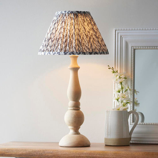 Hidcote And Leaf 30cm Pearl Grey Shade Table Lamp With Country Classic Base