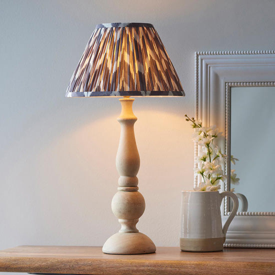 Hidcote And Zigzag 30cm Pearl Grey Shade Table Lamp With Country Classic Base