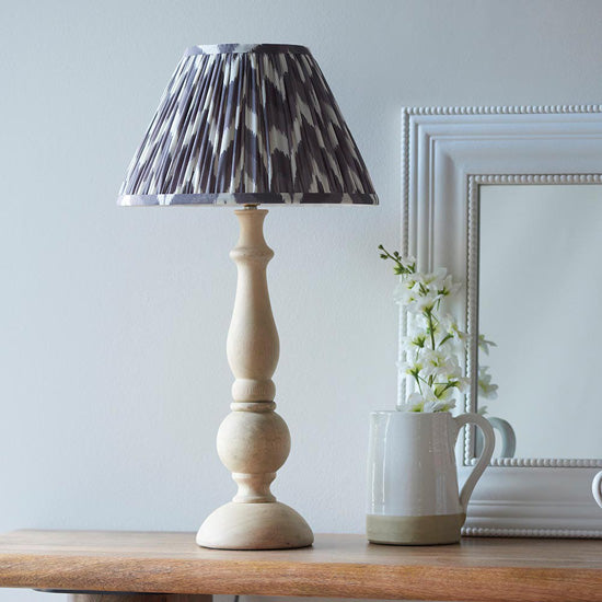 Hidcote And Zigzag 30cm Pearl Grey Shade Table Lamp With Country Classic Base