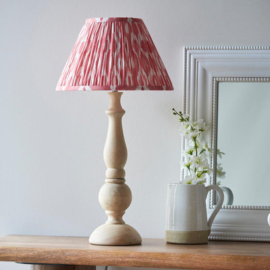 Hidcote And Ikat 30cm Coral Pink Shade Table Lamp With Country Classic Base