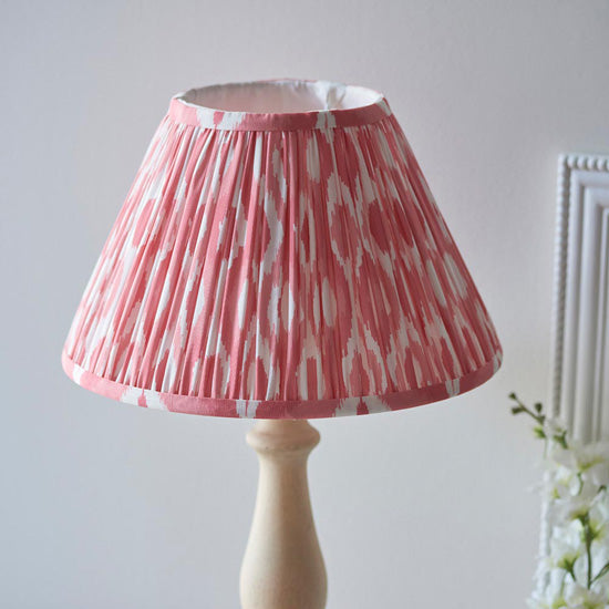 Hidcote And Ikat 30cm Coral Pink Shade Table Lamp With Country Classic Base