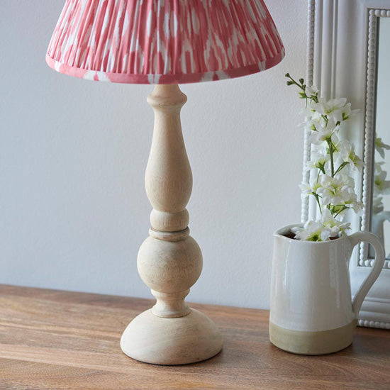 Hidcote And Ikat 30cm Coral Pink Shade Table Lamp With Country Classic Base