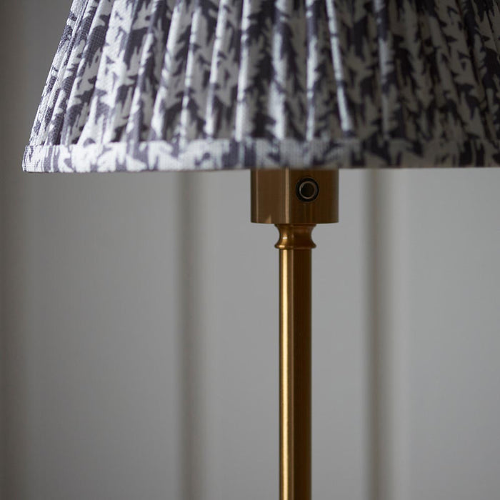 Burley Rechargeable And Leaf 25cm Pearl Grey Shade Floor Lamp In Brushed Aged Brass