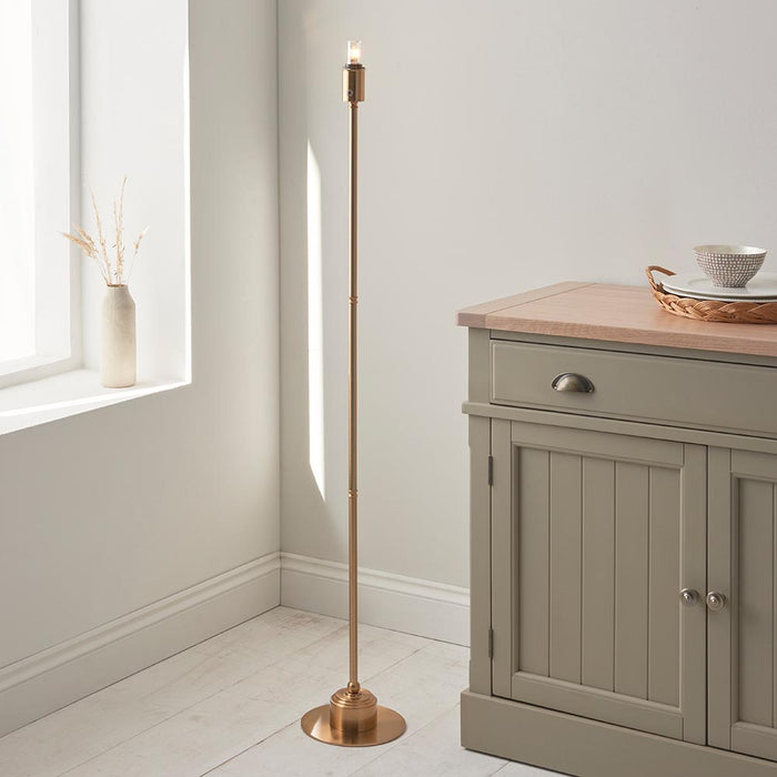 Burley Rechargeable And Leaf 25cm Pearl Grey Shade Floor Lamp In Brushed Aged Brass