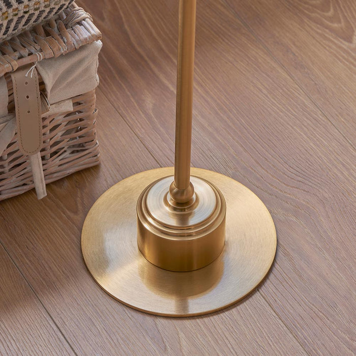 Burley Rechargeable And Ripple 25cm Marlin Blue Shade Floor Lamp In Brushed Aged Brass