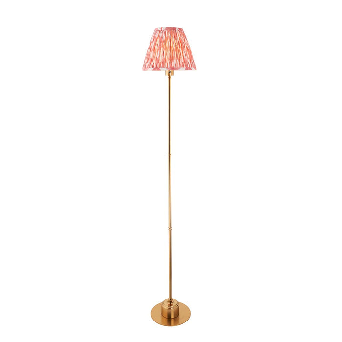 Burley Rechargeable And Ikat 25cm Coral Pink Shade Floor Lamp In Brushed Aged Brass