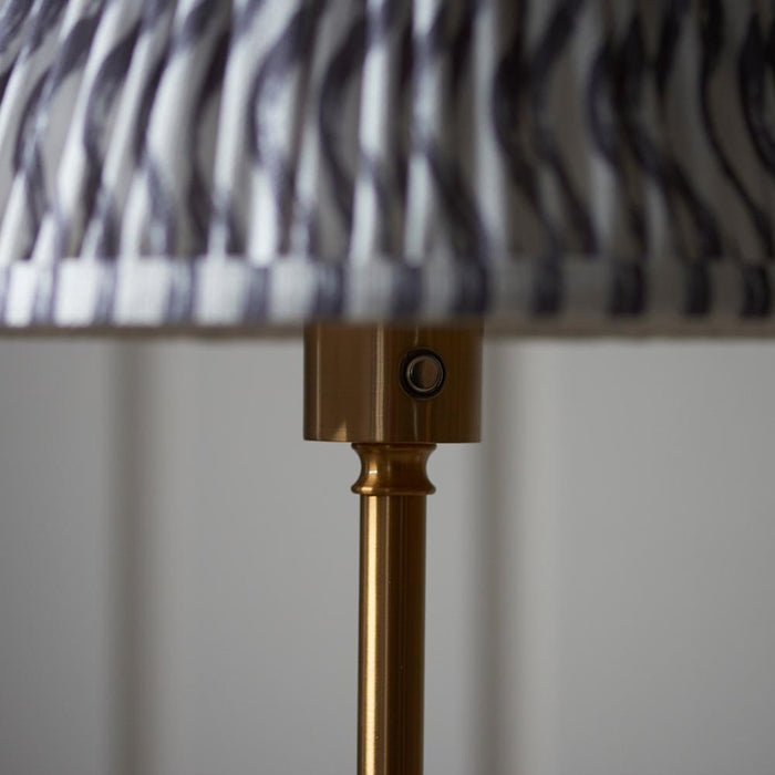 Burley Rechargeable And Ripple 25cm Pearl Grey Shade Floor Lamp In Brushed Aged Brass