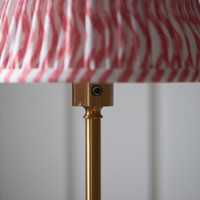 Burley Rechargeable And Ripple 25cm Coral Pink Shade Floor Lamp In Brushed Aged Brass