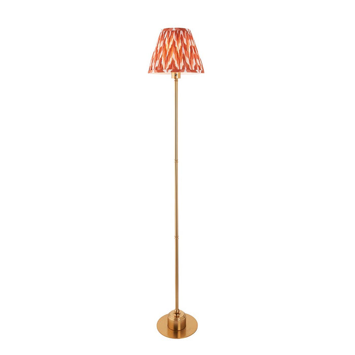 Burley Rechargeable And Zigzag 25cm Apricot Orange Shade Floor Lamp In Brushed Aged Brass