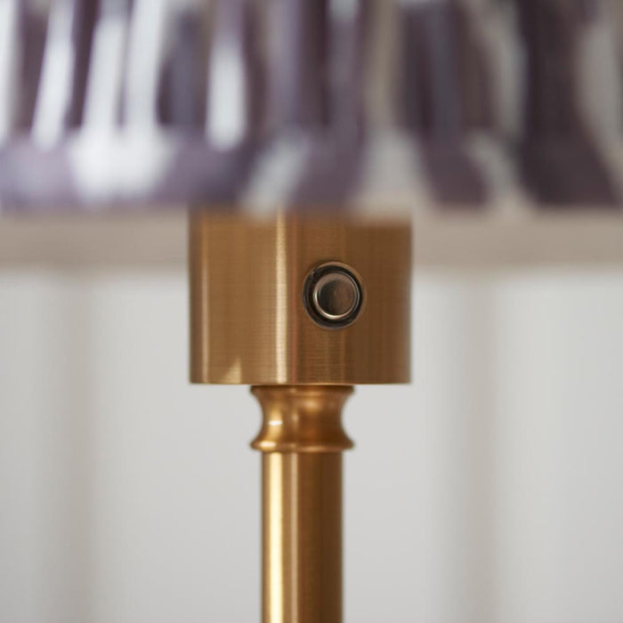 Burley Rechargeable And Ikat 25cm Pearl Grey Floor Lamp In Brushed Aged Brass