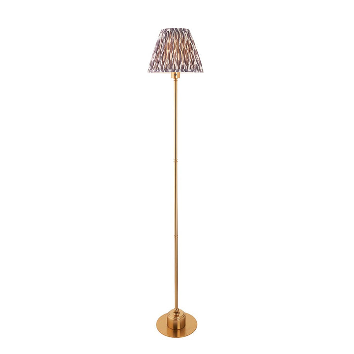 Burley Rechargeable And Ikat 25cm Pearl Grey Floor Lamp In Brushed Aged Brass