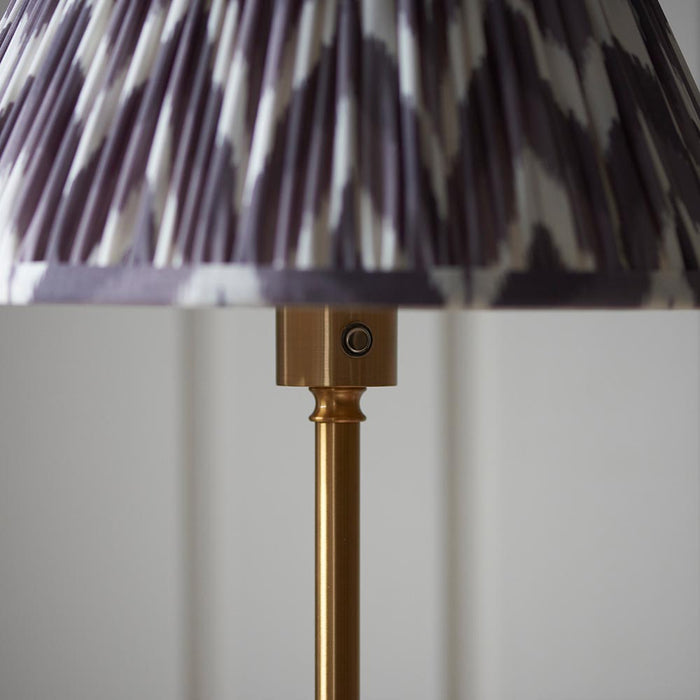 Burley Rechargeable And Zigzag 30cm Pearl Grey Shade Floor Lamp In Brushed Aged Brass