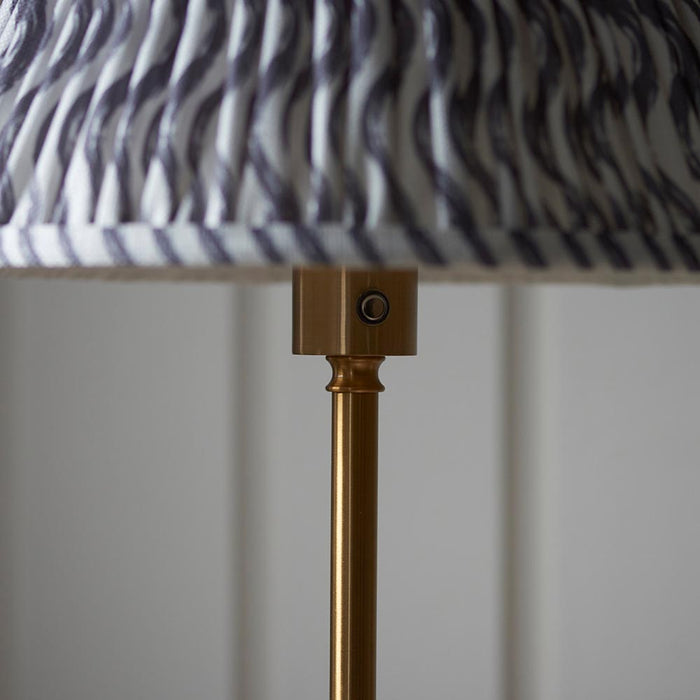 Burley Rechargeable And Ripple 30cm Pearl Grey Shade Floor Lamp In Brushed Aged Brass