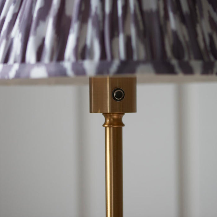 Burley Rechargeable And Ikat 30cm Pearl Grey Floor Lamp In Brushed Aged Brass