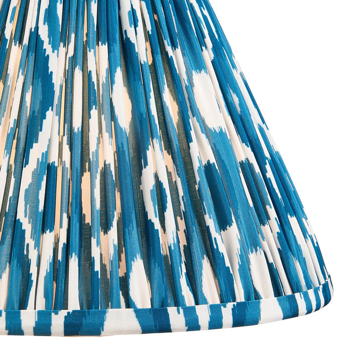 Burley Rechargeable And Ikat 30cm Marin Blue Shade Floor Lamp In Brushed Aged Brass